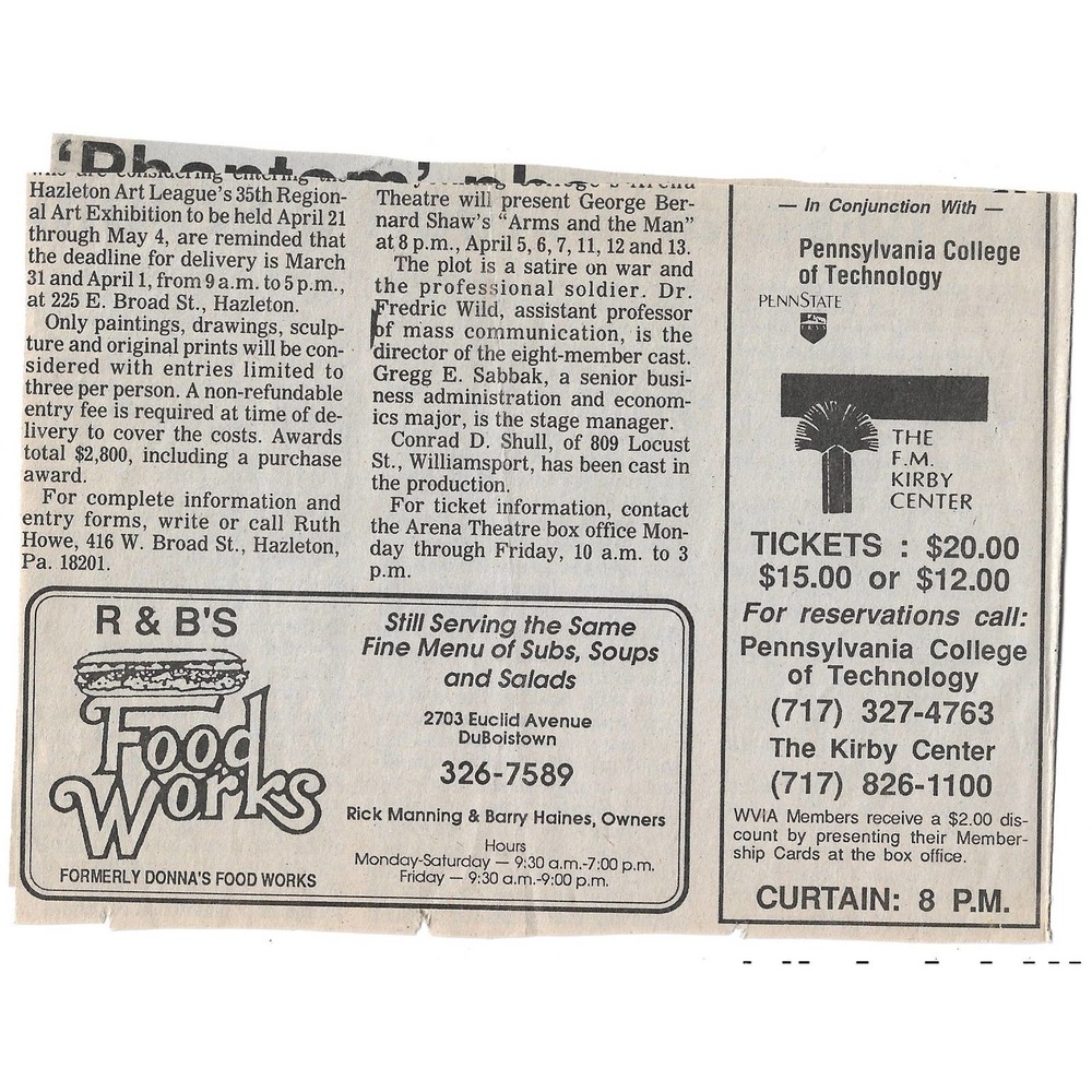March 26th 1990 Phantom phenomenon Arts Alive Jack Felix WSG Newspaper Cutout - Picture 4 of 4